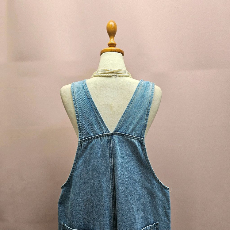 버튼 데님 와이드 멜빵바지 점프수트 이미지