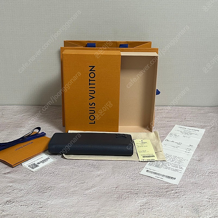 [풀구성] 루이비통 에어로그램 브라짜 월릿 장지갑 네이비 블루 이미지