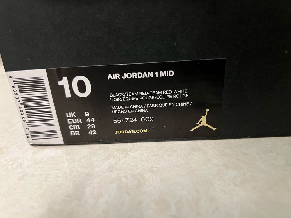 [새상품]나이키 에어 조던 1 미드 블랙 팀레드 280 단종색상 이미지