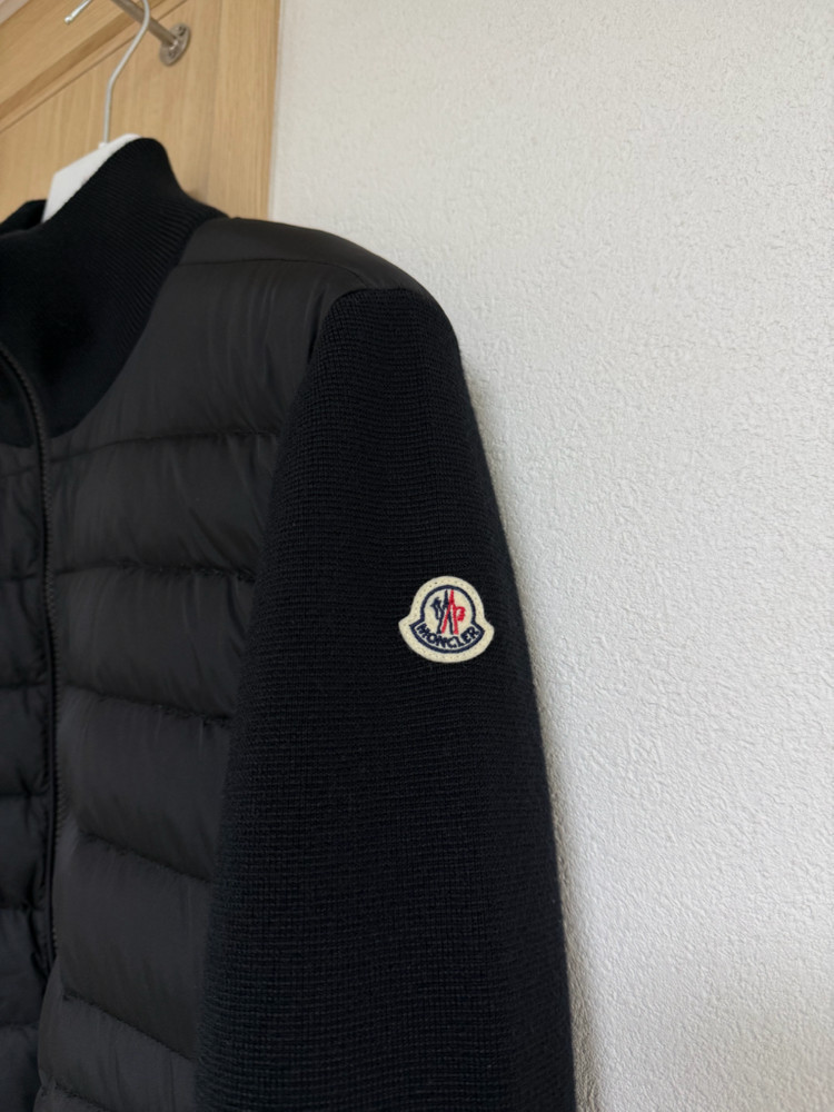 [L] 22 / 23 몽클레어 트리콧 울 가디건 니트패딩 블랙 이미지