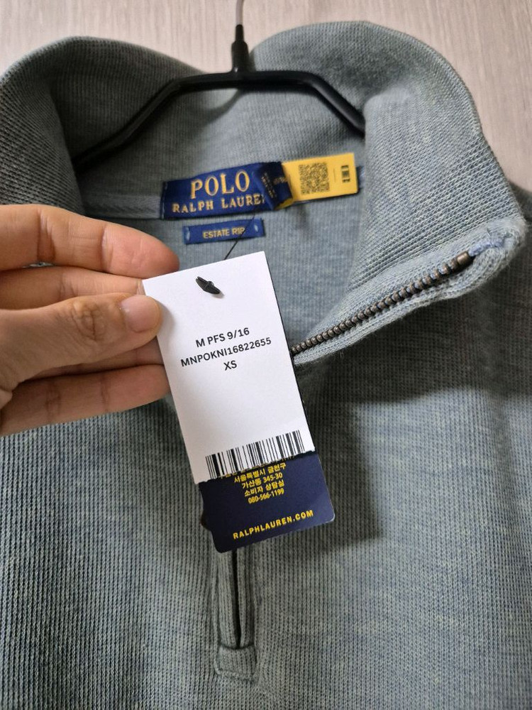(새제품) 정품 폴로 랄프로렌 반집업 코튼 니트 스웨터 XS 이미지
