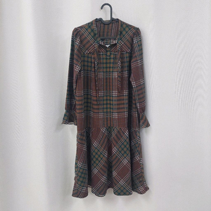 써스데이아일랜드 체크 롱원피스 이미지