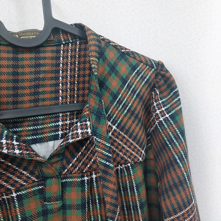 써스데이아일랜드 체크 롱원피스 이미지