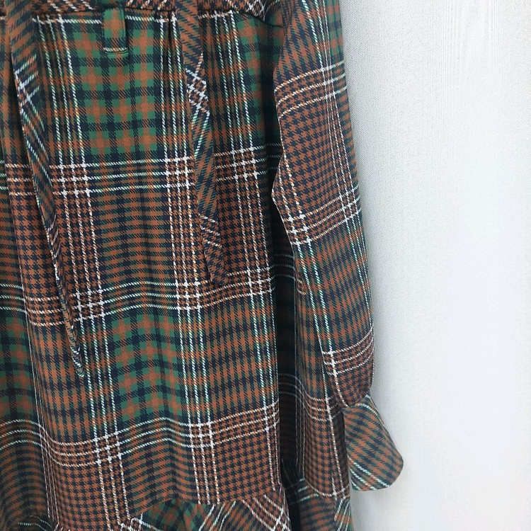 써스데이아일랜드 체크 롱원피스 이미지