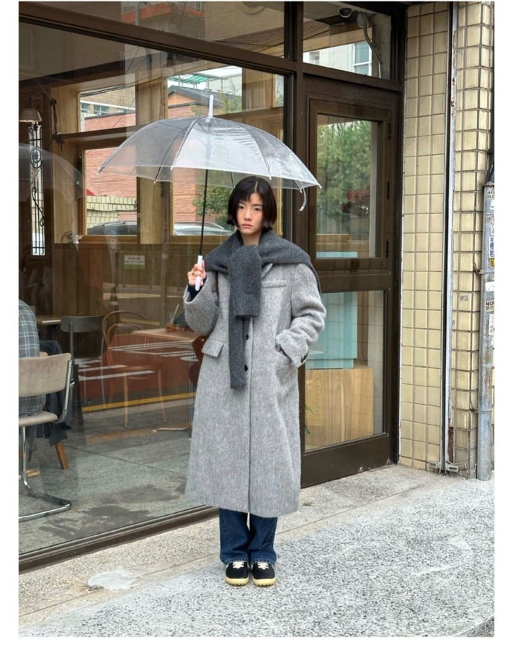 노티아 알파카 싱글 롱 코트 이미지