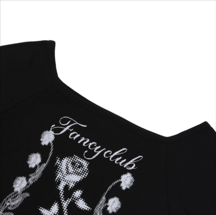 (1회 착용) 팬시클럽 로즈 배즈 오프숄더 (BLACK)_F23QB223 이미지