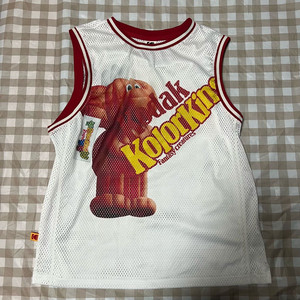 코닥 매쉬소재 조끼 M 나시 빈티지 화이트 레드 메쉬 Y2K 이미지