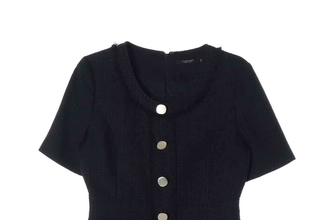 질스튜어트 뉴욕 22FW 반팔 트위드 미니 원피스 블랙 M 이미지