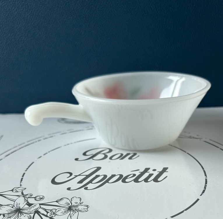 1950s 앵커호킹사의 파이어킹 피치 블로섬 밀크글라스 핸들볼 이미지