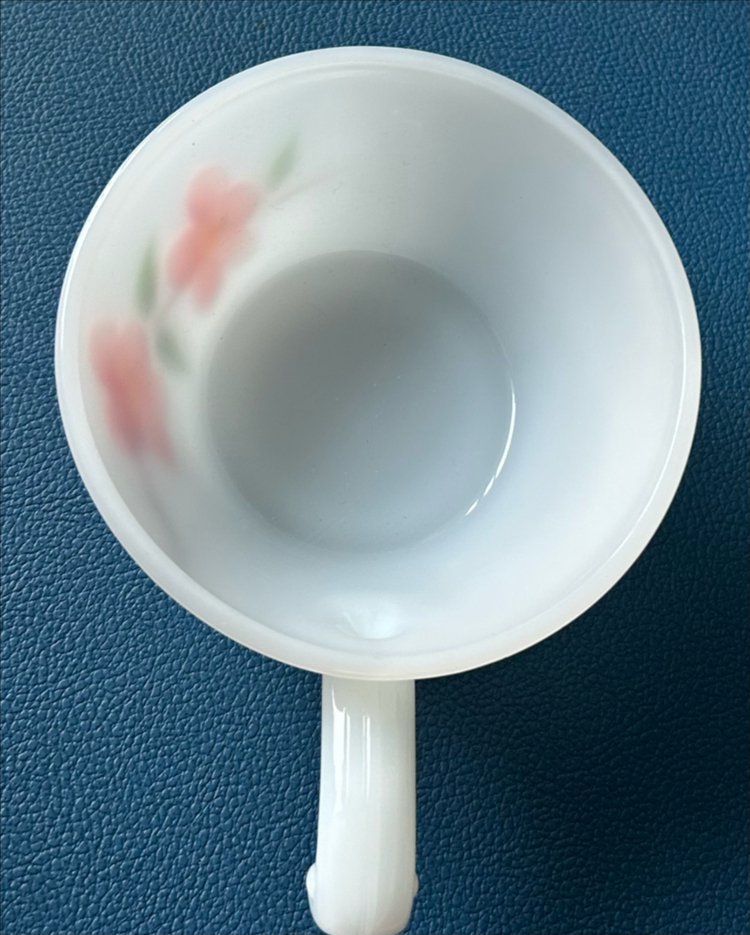 1950s 앵커호킹사의 파이어킹 피치 블로섬 밀크글라스 핸들볼 이미지