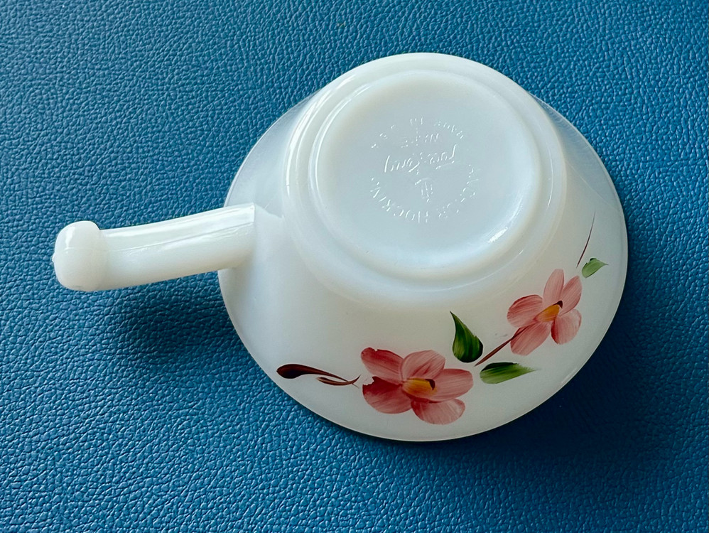 1950s 앵커호킹사의 파이어킹 피치 블로섬 밀크글라스 핸들볼 이미지