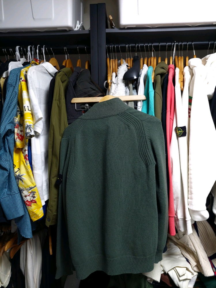 스톤아일랜드 버튼 울 집업 가디건 올리브 m 신형큐알 이미지