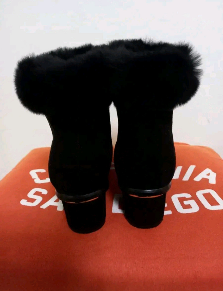 여성 스웨이드 토끼털 앵클부츠 (245) 이미지