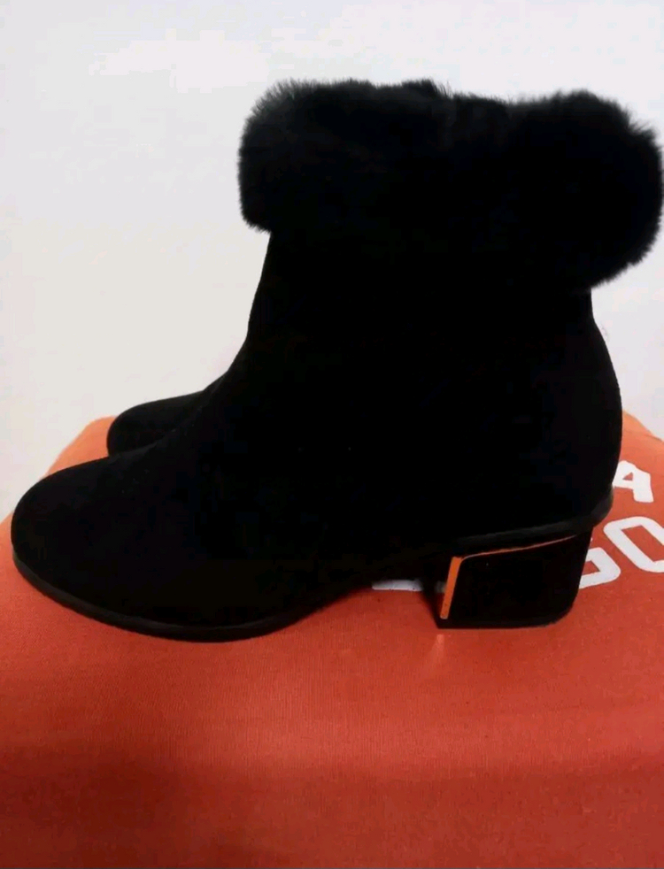 여성 스웨이드 토끼털 앵클부츠 (245) 이미지