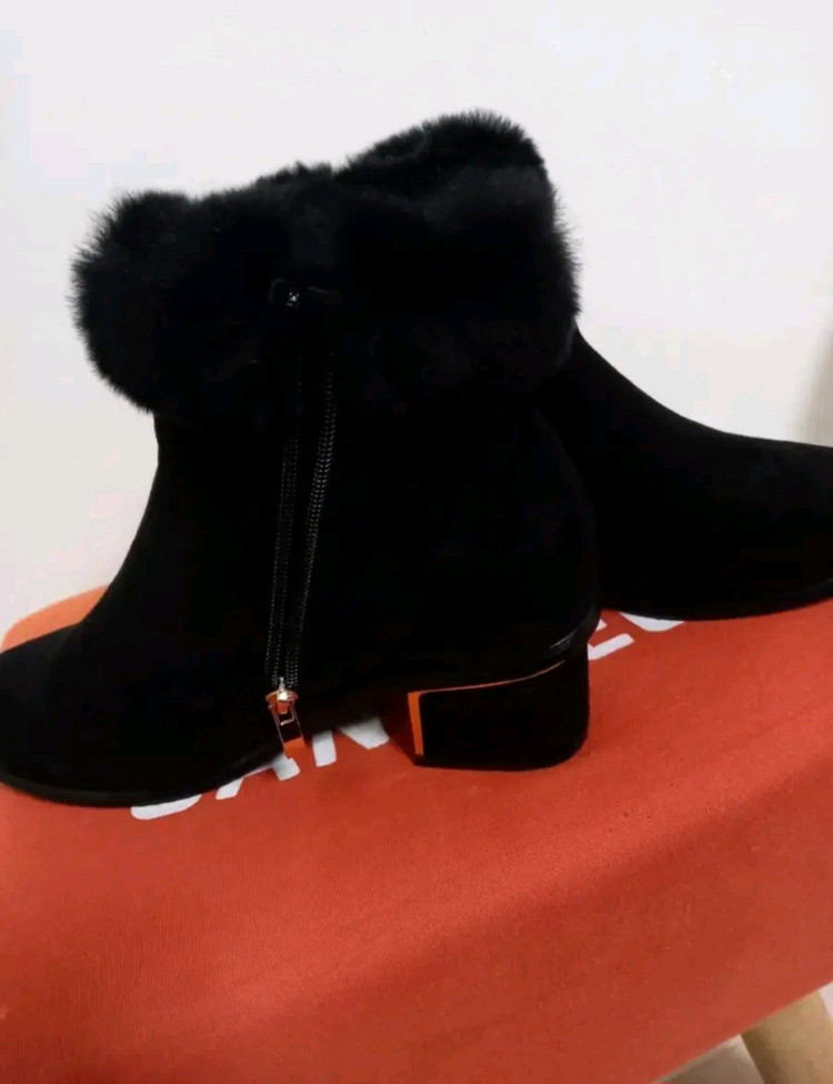 여성 스웨이드 토끼털 앵클부츠 (245) 이미지