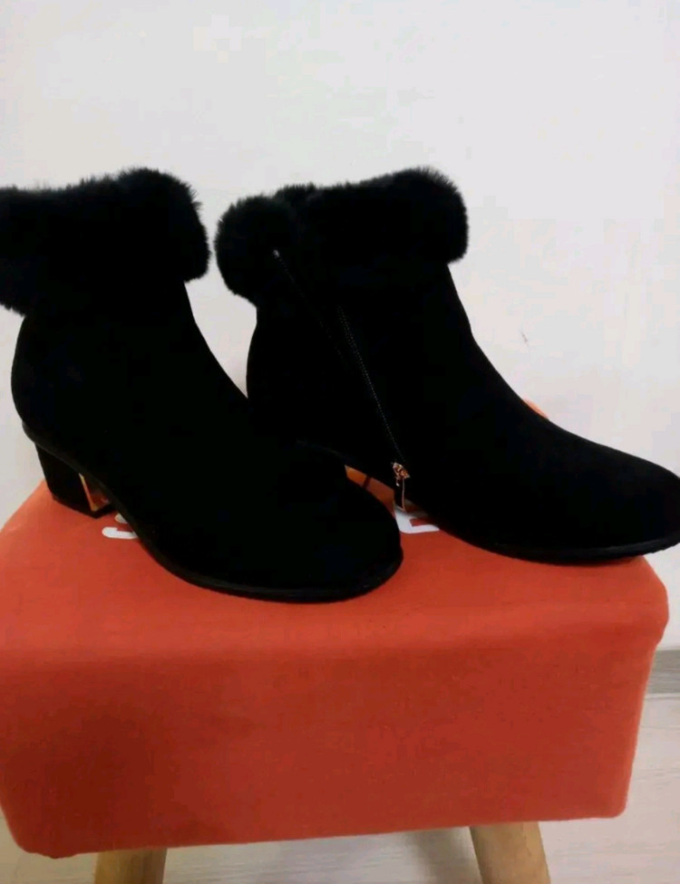 여성 스웨이드 토끼털 앵클부츠 (245) 이미지