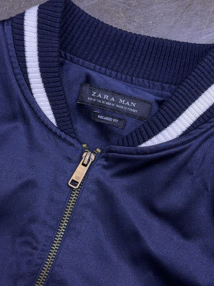 자라 팜트리 야자수 자수 스카쟌 자켓 네이비 M 이미지