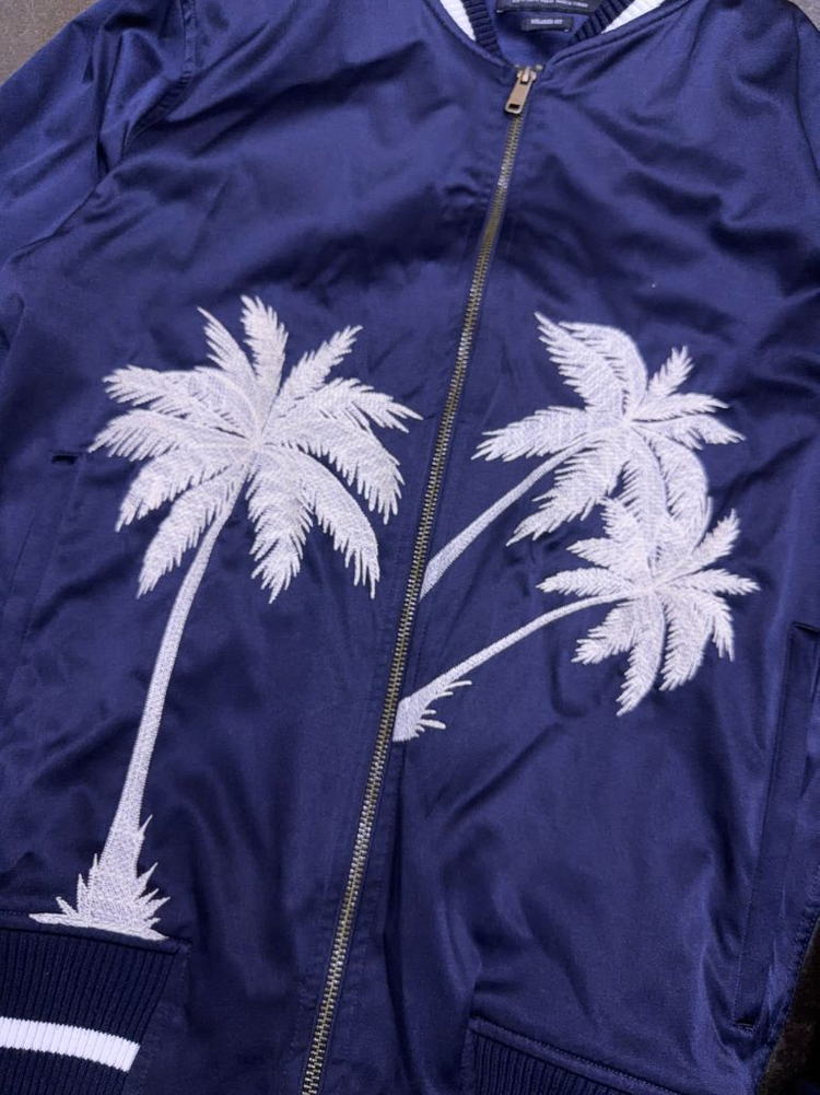 자라 팜트리 야자수 자수 스카쟌 자켓 네이비 M 이미지