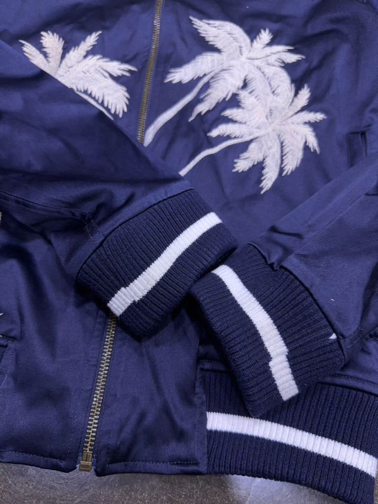 자라 팜트리 야자수 자수 스카쟌 자켓 네이비 M 이미지