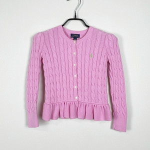 폴로 랄프로렌/핑크 면 니트 가디건 아동6 120/라덴 이미지