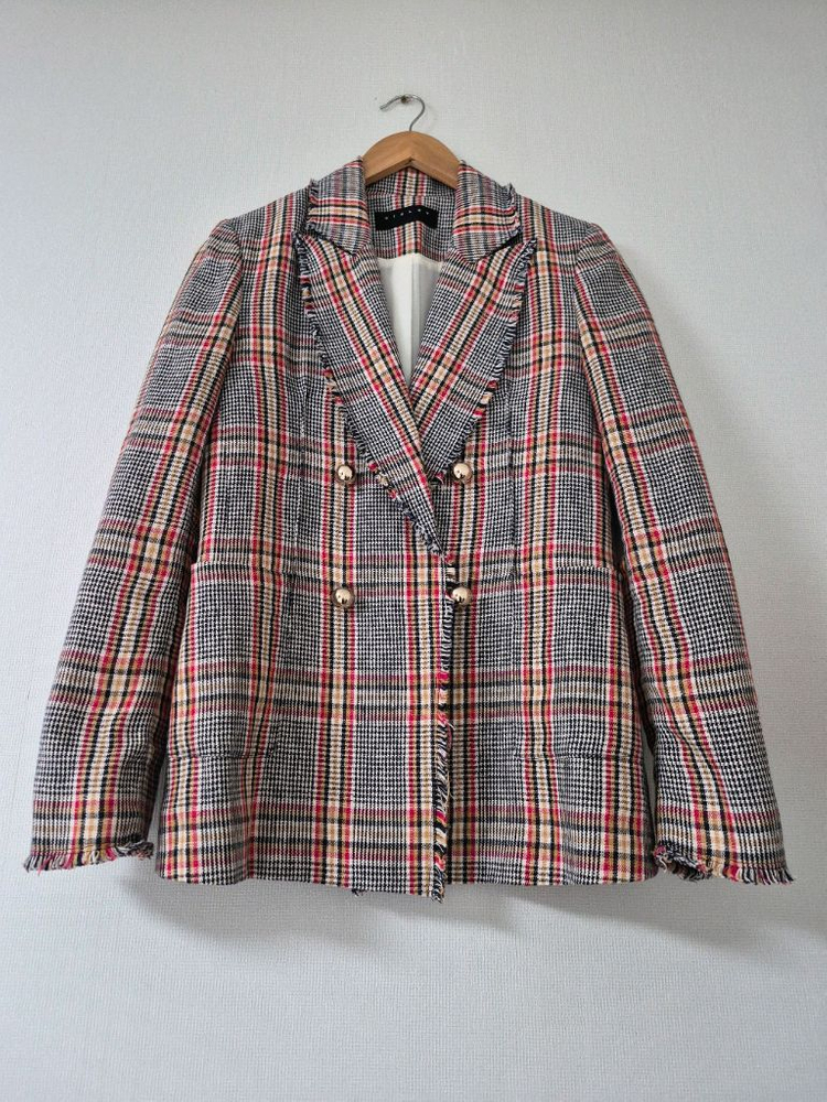 시슬리 린넨 체크쟈켓(55사이즈) 이미지