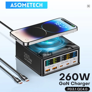 ASOMETECH 260W GaN 고속 멀티충전기 140W PD3.1 PPS QC4.0 이미지
