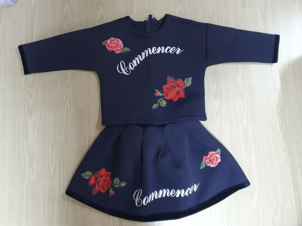 꼬망스 네오플렌 장미 투피스 원피스 150 상하복 벨벳 이미지