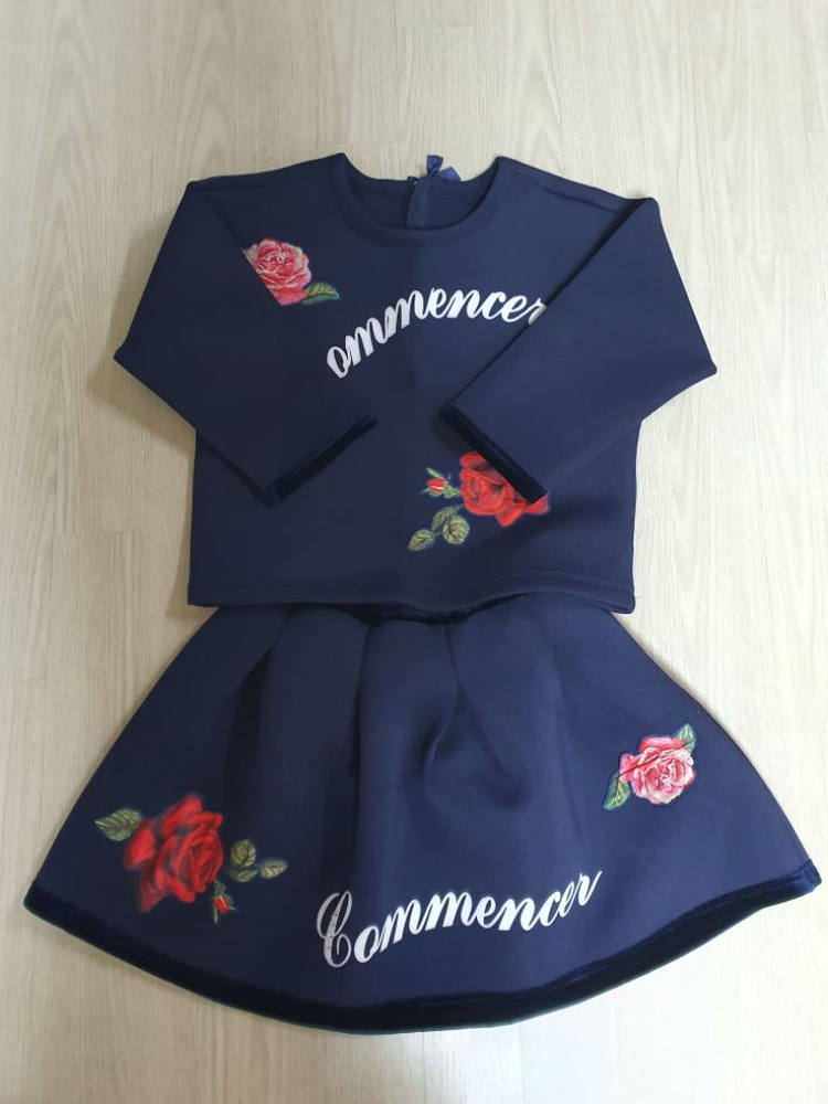 꼬망스 네오플렌 장미 투피스 원피스 150 상하복 벨벳 이미지