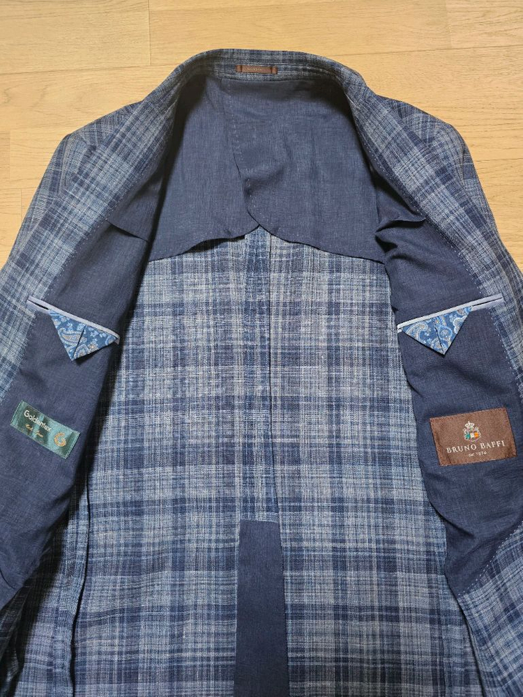 남성 클래식 체크 블레이저 자켓 105 하복 새상품 Goldentx 원단으로 제작된 최고급 자켓 이미지