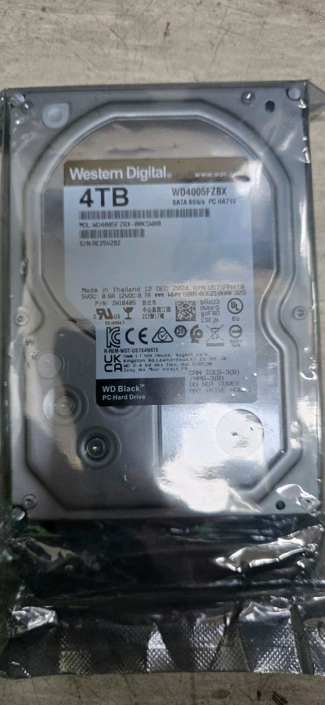 WD SATA 3.5인치 4TB 신품 하드디스크 팝니다 이미지