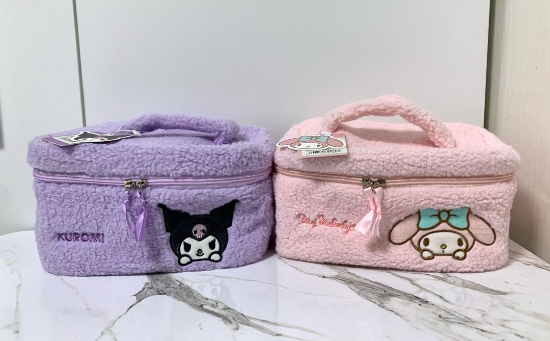 (2개일괄) 산리오 쿠로미 마이멜로디 털 뽀글이 파우치 가방 이미지