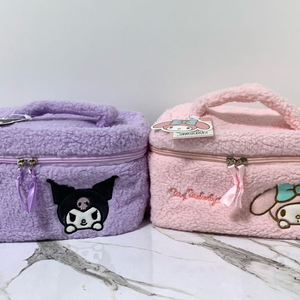 (2개일괄) 산리오 쿠로미 마이멜로디 털 뽀글이 파우치 가방 이미지