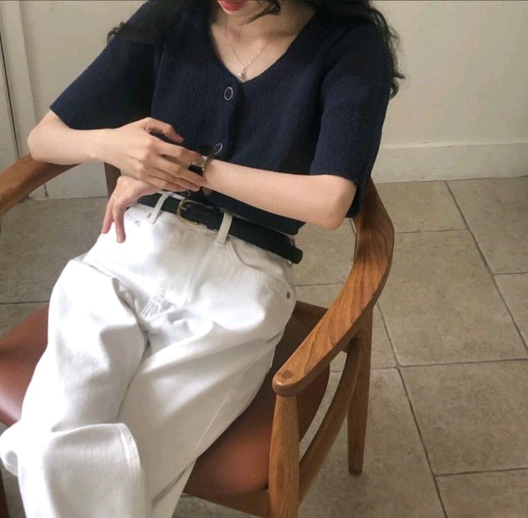 아카이브 제이투유 모네가디건 네이비 + 니트베스트 이미지