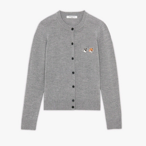 (장다아착용)메종키츠네 더블 폭스헤드 패치 여우 여성 니트 가디건 그레이멜란지 이미지