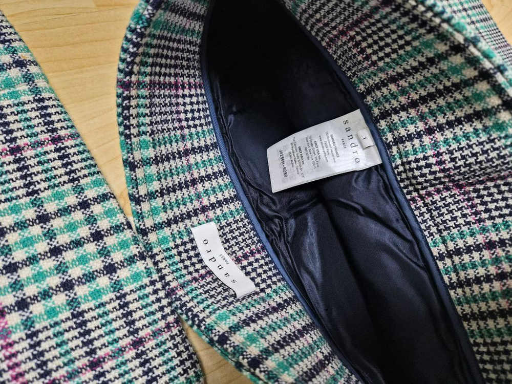 [스페인 왕비착용]산드로 체크 울 자켓+스커트 세트 셋업 이미지