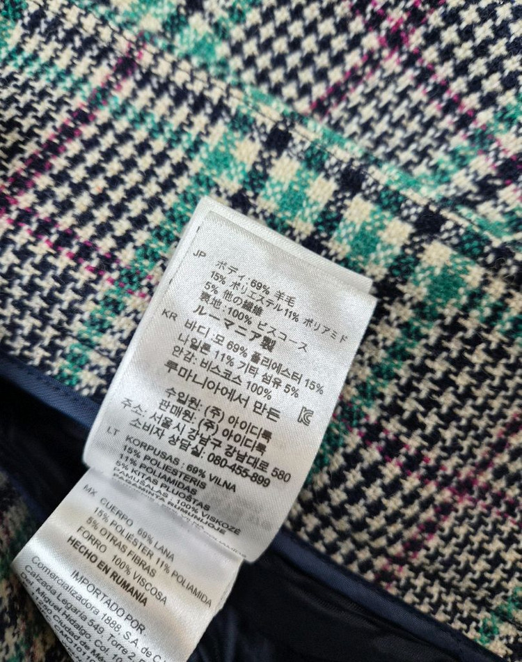 [스페인 왕비착용]산드로 체크 울 자켓+스커트 세트 셋업 이미지