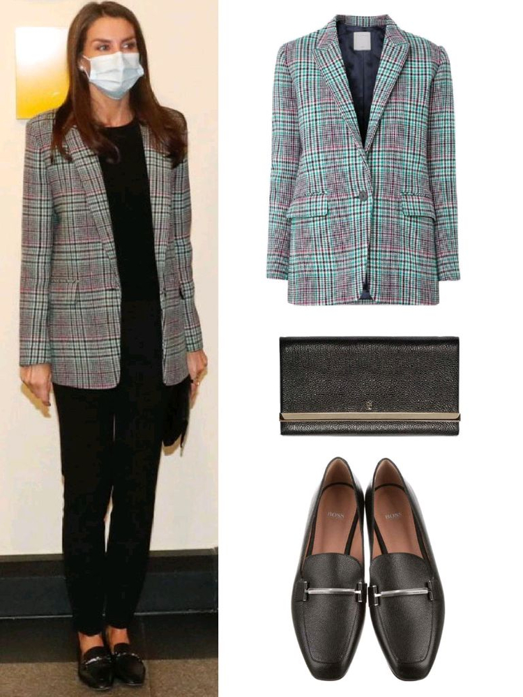 [스페인 왕비착용]산드로 체크 울 자켓+스커트 세트 셋업 이미지