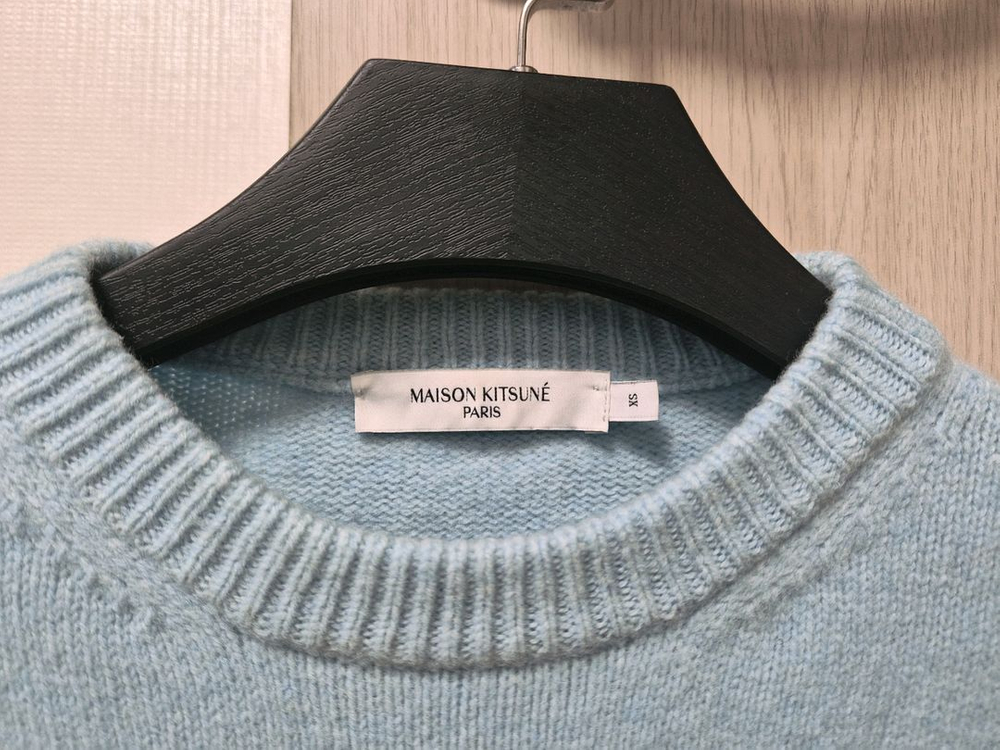 메종키츠네 빅폭스 헤드 여우 100%울 여성 스웨터 니트 아쿠아 이미지