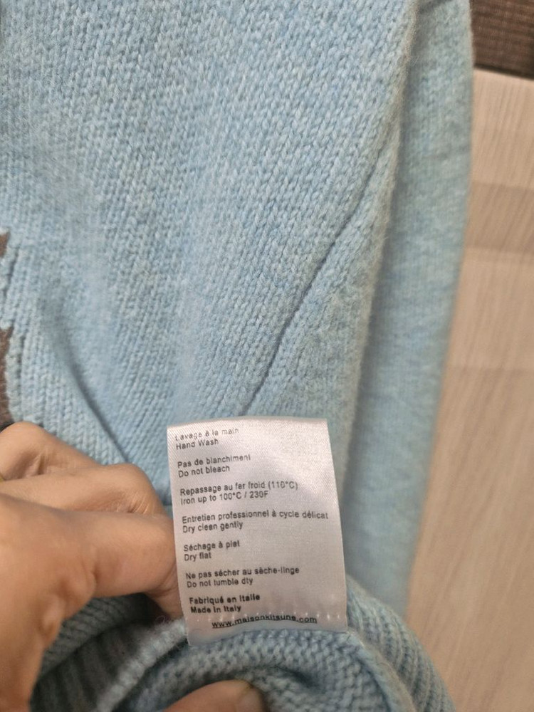 메종키츠네 빅폭스 헤드 여우 100%울 여성 스웨터 니트 아쿠아 이미지