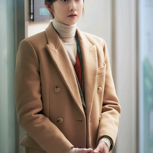 (소녀시대 윤아)산드로 여성 울 롱코트 롱자켓 정장 베이지 이미지