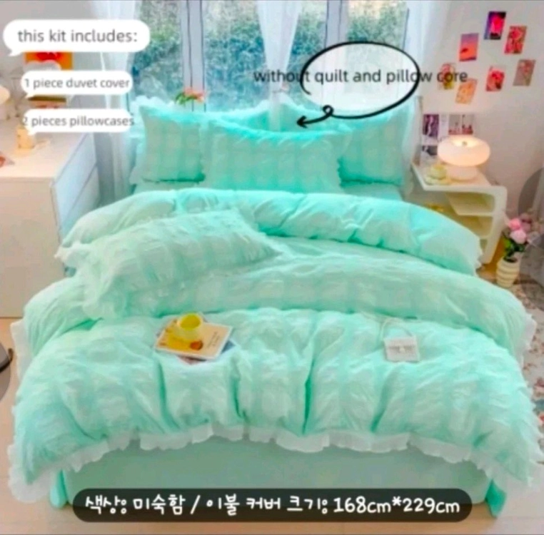 레이스 이불커버 세트(민트) 이미지