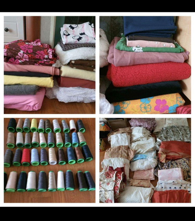 미싱부자재미싱실및각종원단쓸려고모았음초보자연습용으로저렴히3만원외옷5개덤 이미지