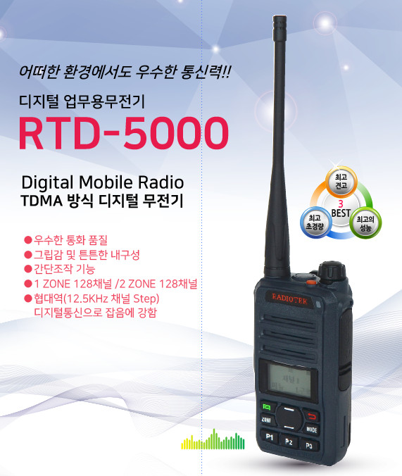 초고성능현장용 RTD5000 무전기2대(미개봉)) 이미지