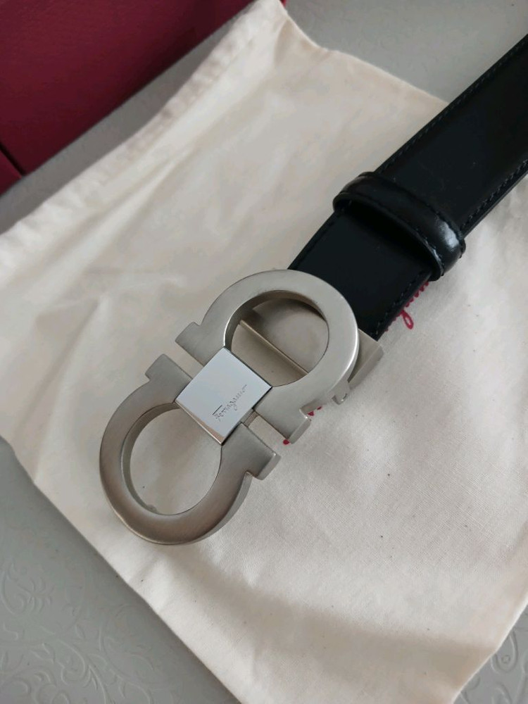 페라가모 은장 불랙 브라운 양면 가죽벨트 정품 이미지
