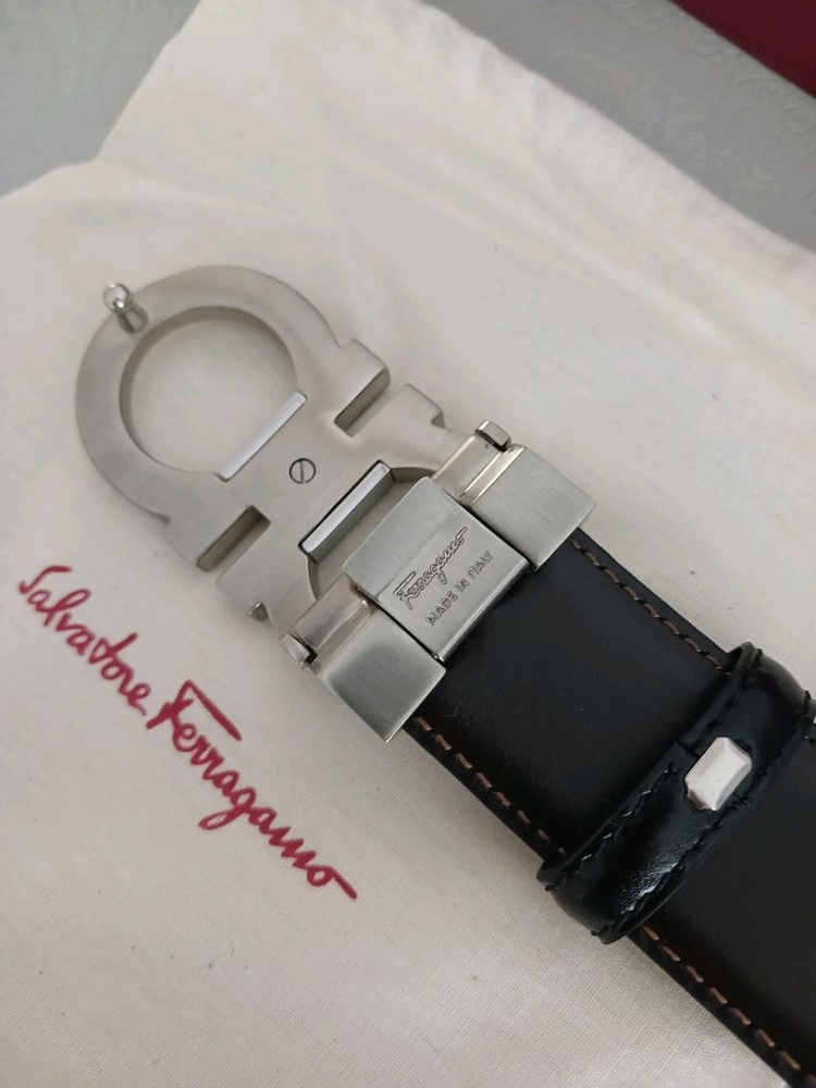 페라가모 은장 불랙 브라운 양면 가죽벨트 정품 이미지