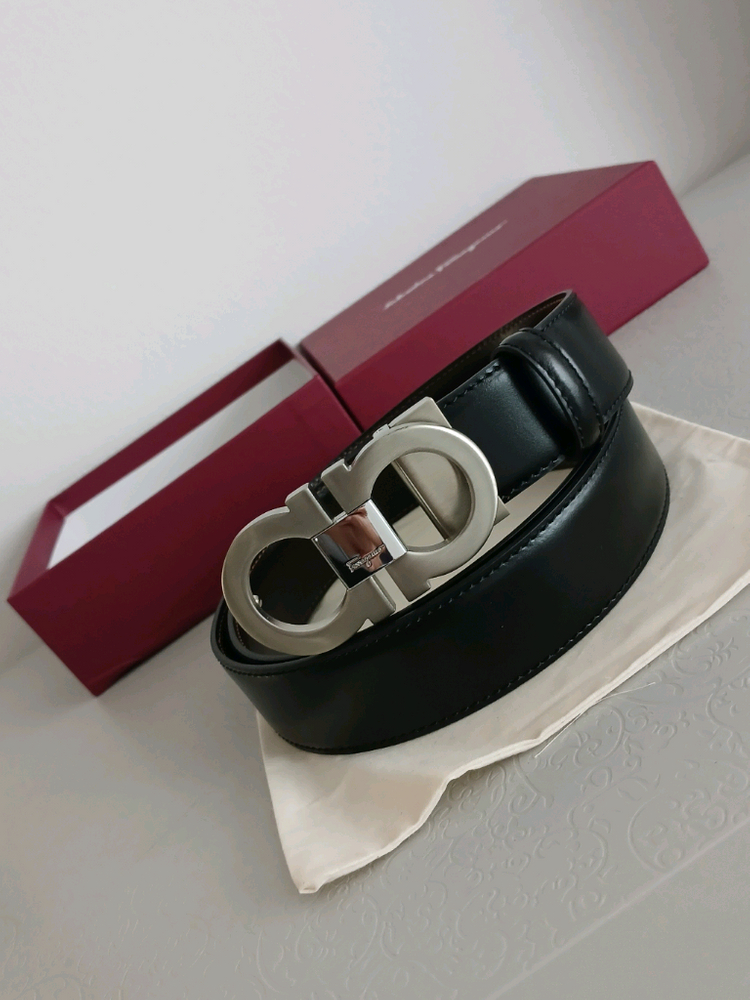 페라가모 은장 불랙 브라운 양면 가죽벨트 정품 이미지