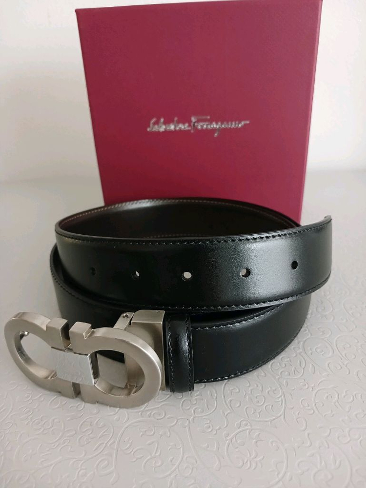 페라가모 은장 불랙 브라운 양면 가죽벨트 정품 이미지