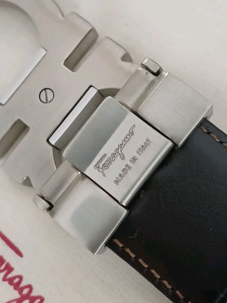 페라가모 은장 불랙 브라운 양면 가죽벨트 정품 이미지