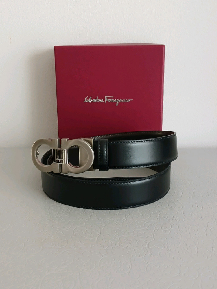 페라가모 은장 불랙 브라운 양면 가죽벨트 정품 이미지