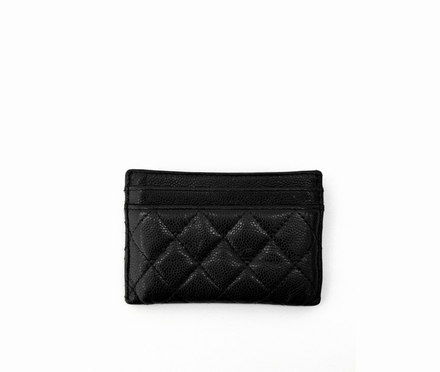 샤넬 보이 클래식 캐비어 카드 홀더 지갑 금장 블랙 이미지